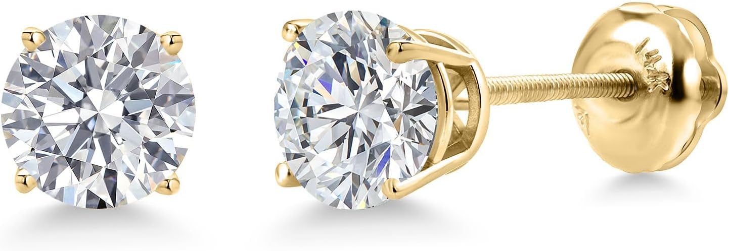Gem Stone King 0.20 to 6 Cttw 14K Gold Lab Grown Diamond Stud Earrings | Gold Earrings For Women Men | E-F Color | VS1-VS2 Clarity