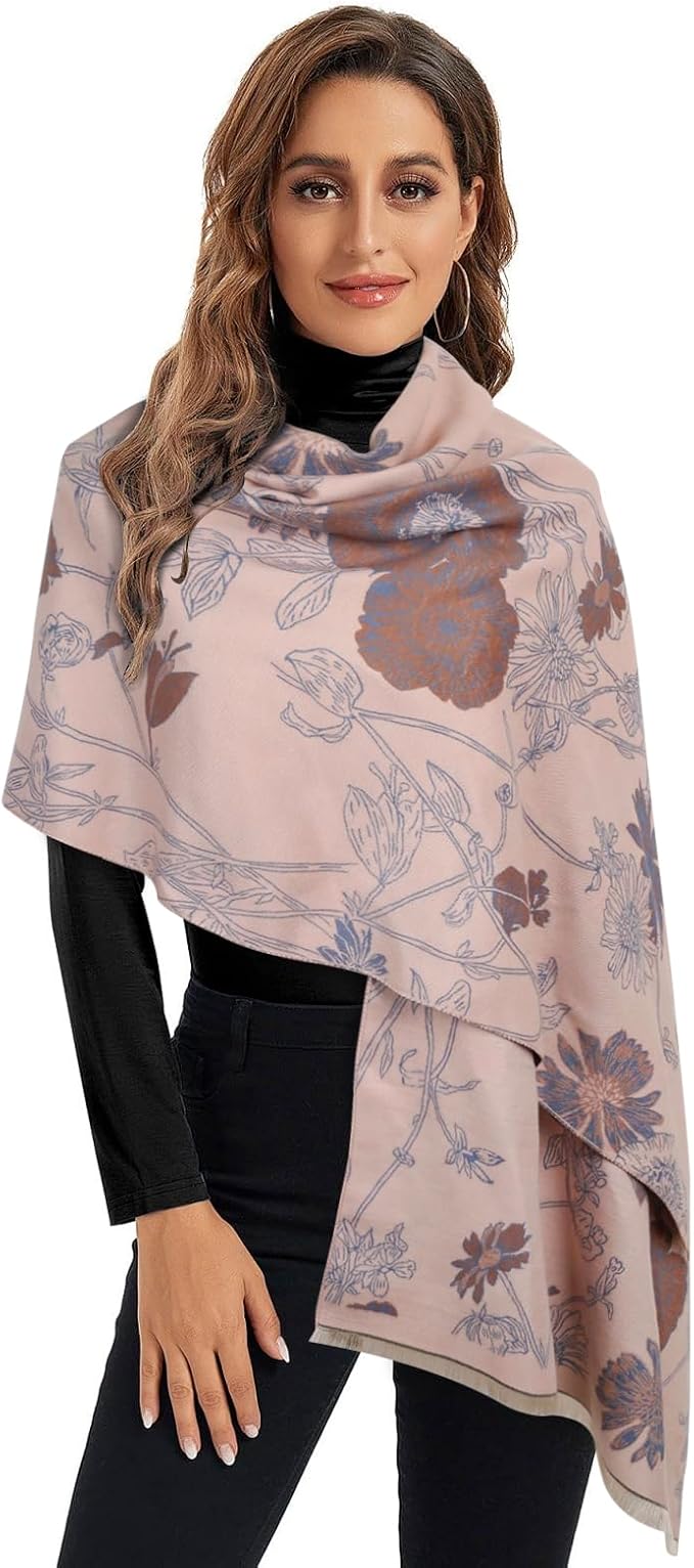 EXTREE Scarfs for Women Pashmina Silky Shawl Wrap for Evening Dressing Blanket Open Front Poncho Cape