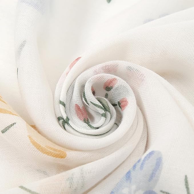 Yeieeo Boho Scarf for Women Lightweight Floral Printed Scarf Fall Winter Fashion Fringed Shawl