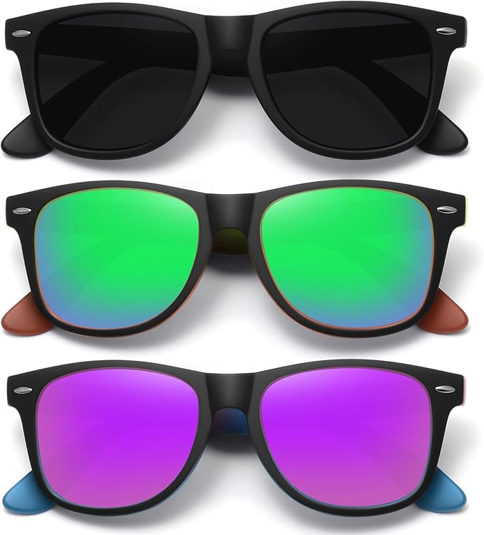 MEETSUN Polarized Sunglasses for Women Men Classic Retro Trendy Driving Sun Glasses UV400 Protection (3 Pack)