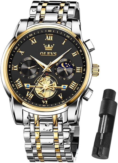 OLEVS Mens Watches Waterproof Stainless Steel Adjustable Bracelet Watch Quartz Analog Watch for Men Fashion Business Classic Mens's Wrist watch's Casual Watches Gold/Blue/Black/White/Face/Dial