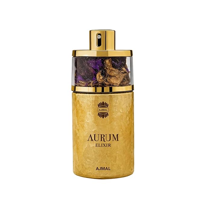 Ajmal Aurum Elixir Eau de Parfum for Women, 2.5 fl oz / 75 ml, Floral Fruity Gourmand Fragrance, Long Lasting Women’s Perfume, Made in Dubai