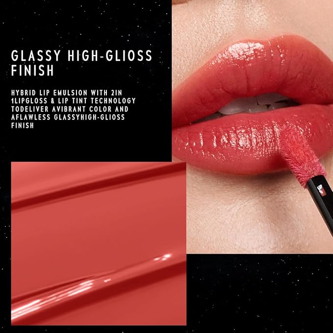 Stellar Dust Lip Stain 15 Aureon, Transfer-Proof & Smudge-Proof Lip Gloss, Reddish Pink Tinted Glossy Finish, High-Pigment Vibrant Color, Hydrating Lightweight Long-Lasting Lip Makeup