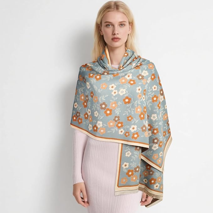 EXTREE Scarfs for Women Pashmina Silky Shawl Wrap for Evening Dressing Blanket Open Front Poncho Cape