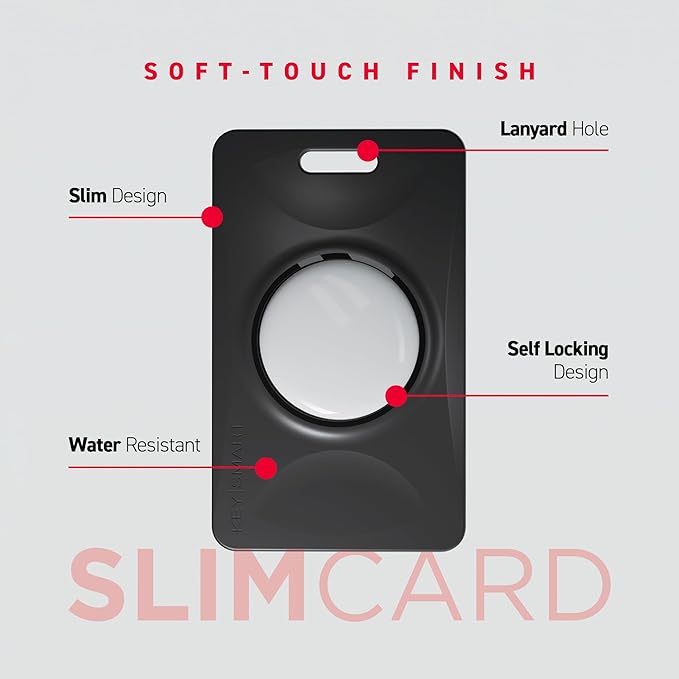 KEY SMART SlimCard AirTag Holder for Wallet - Ultra Slim Wallet Air Tag Holder - AirTag Card Holder with Lanyard Hole, Item Tracker - Auto Lock Air Tag Holders - 2 Pack