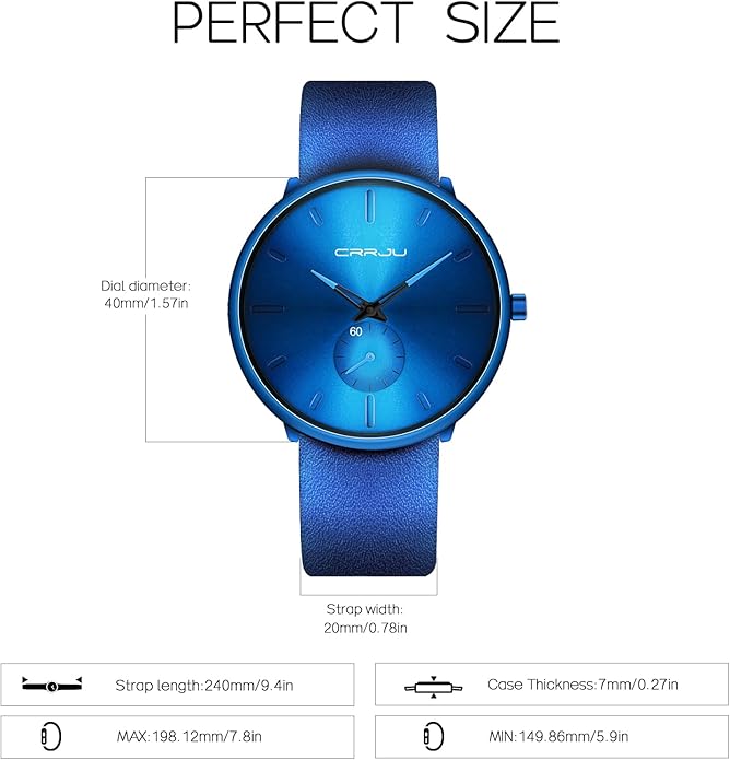 Mens Watches Ultra-Thin Minimalist Waterproof-Fashion Wrist Watch for Men Unisex Dress with Leather Band