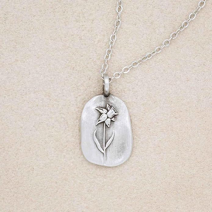 LISA LEONARD DESIGNS Pewter Birth Flower Pendant Necklace Minimalist Jewelry Necklaces For Women Gift For Her Dainty Necklaces