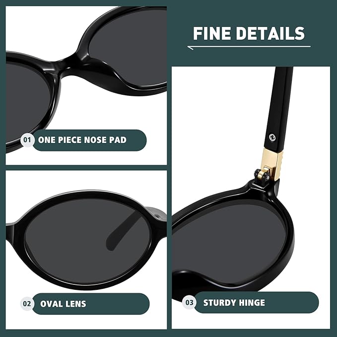 WOWSUN Retro Oval Sunglasses Womens Trendy Sun Glasses Sunnies UV400 Protection