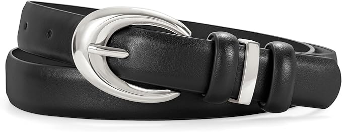 TRIWORKS Women Leather Belt for Jeans Pants Fashion Ladies Skinny Faux Leather Dress belt with Gold Buckle