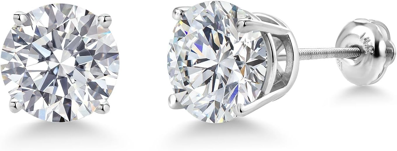 Gem Stone King 0.20 to 6 Cttw 14K Gold Lab Grown Diamond Stud Earrings | Gold Earrings For Women Men | E-F Color | VS1-VS2 Clarity