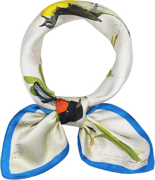 ANDANTINO 100% Real Mulberry Silk Scarf -21'' x 21''- Lightweight Neckerchief –Women Men Small Square Digital Printed Scarves