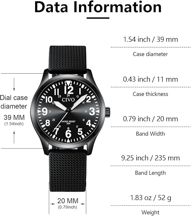 CIVO Analog Wrist Watches for Men: Waterproof Stainless Steel Mens Watches - Silver Watch with Easy Read Dial Men's Watch for Gift