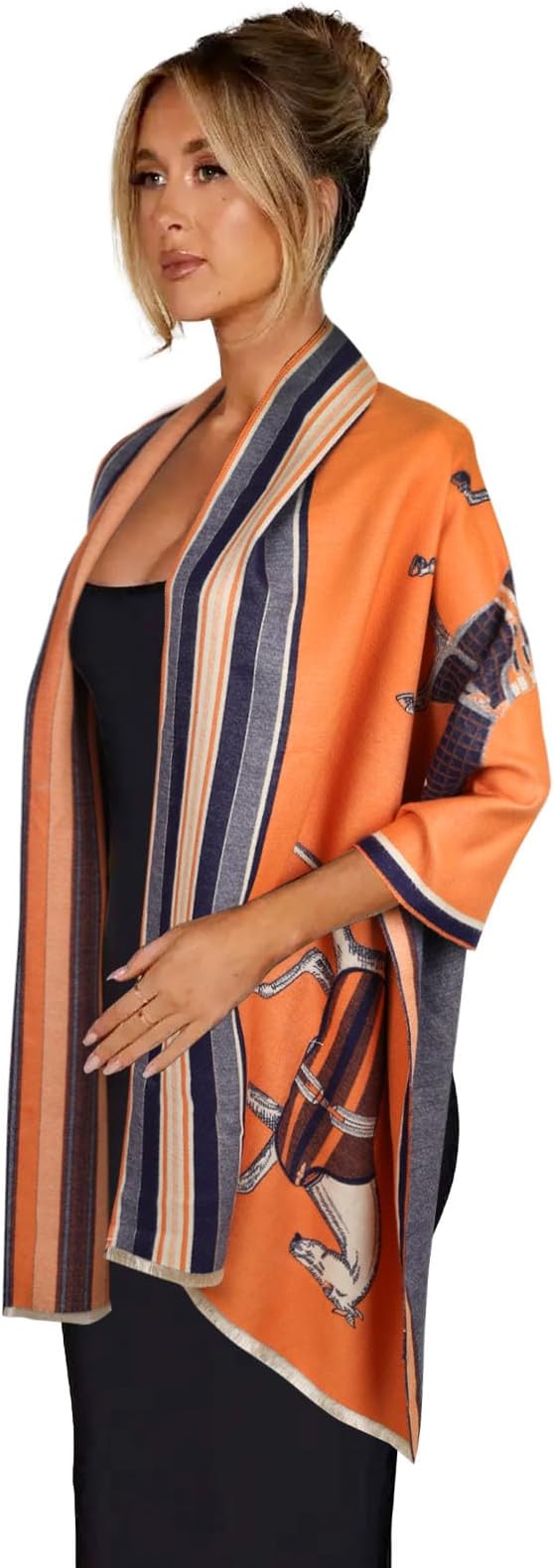 EXTREE Scarfs for Women Pashmina Silky Shawl Wrap for Evening Dressing Blanket Open Front Poncho Cape