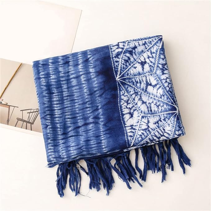 Yeieeo Boho Scarf for Women Lightweight Floral Printed Scarf Fall Winter Fashion Fringed Shawl