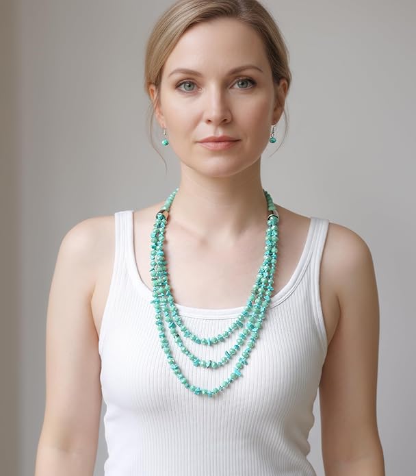 Layered Beaded Statement Necklace Multi Strand Crystal Beads Collar Necklace and Earring Sets for Women Fashion Costume Jewelry Set Gifts for Her