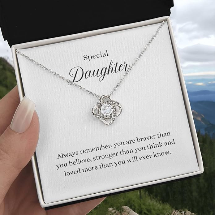 VIRAGIL To My Daughter Gift Necklace From Dad or Mom - Badass Daughter Jewelry With Heartfelt Message & Elegant Box