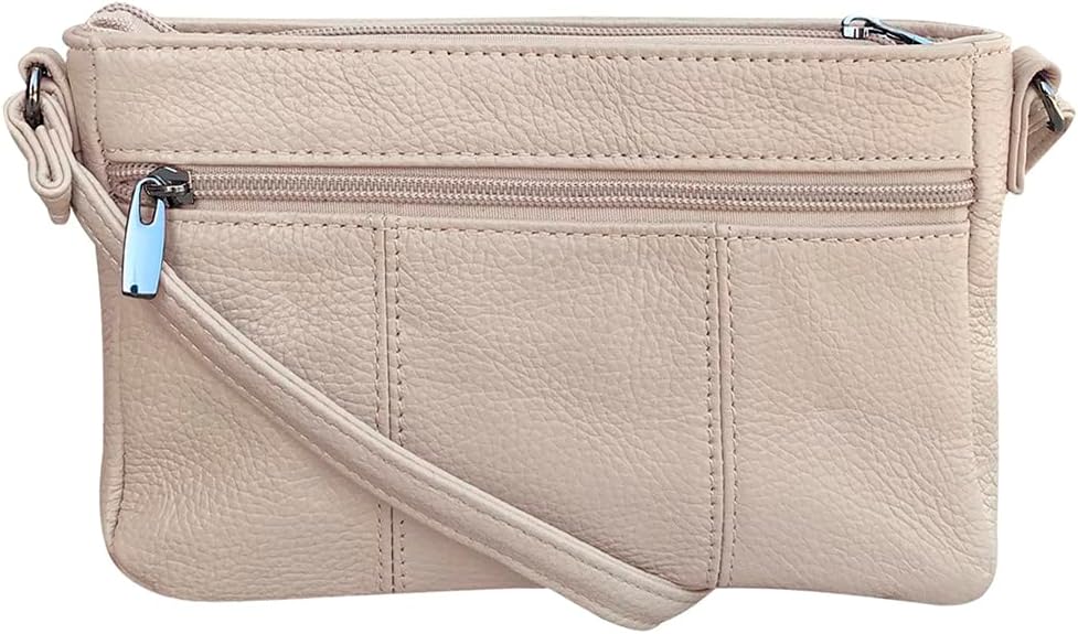 Cowhide Leather Women's Shoulder Purse Small Cross Body Organizer Bag with Many Pockets