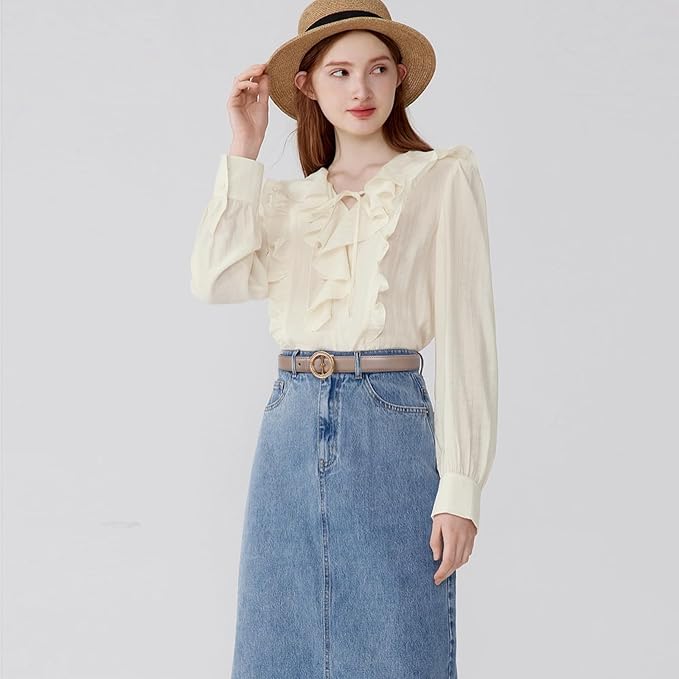 Women's Fashion Classic Metal Buckle Leather Belt with Jeans Dress