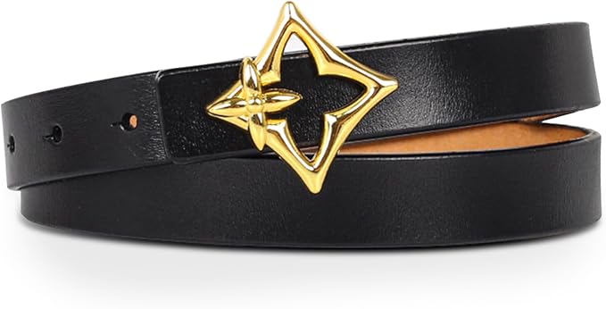 Women's Fashion Classic Metal Buckle Leather Belt with Jeans Dress
