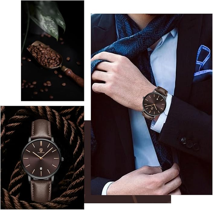 BEN NEVIS Watch, Mens Watch, Minimalist Fashion Simple Wrist Watch Analog Date with Leather Strap