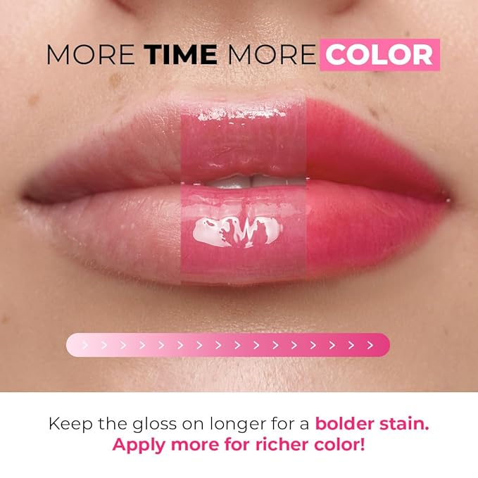 Lamel All-in-One Lip Oil - Lightweight, No-Sticky, Tinted, Plumping, Hydrating Lip Gloss - Lip Balm for Day & Night Use, Long-Lasting Lip Stain, Lip Glow Oil, Lip Plumper Tint - Pink Sparkle №402