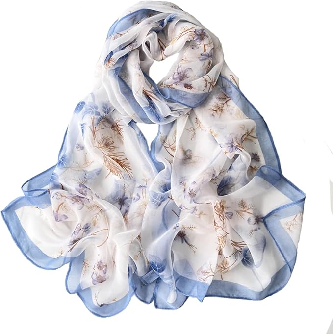 Pokeedioty Scarfs for Women Lightweight Fashion Scarves Elegant Floral Pattern Sheer Scarfs Sunscreen Shawls Wraps
