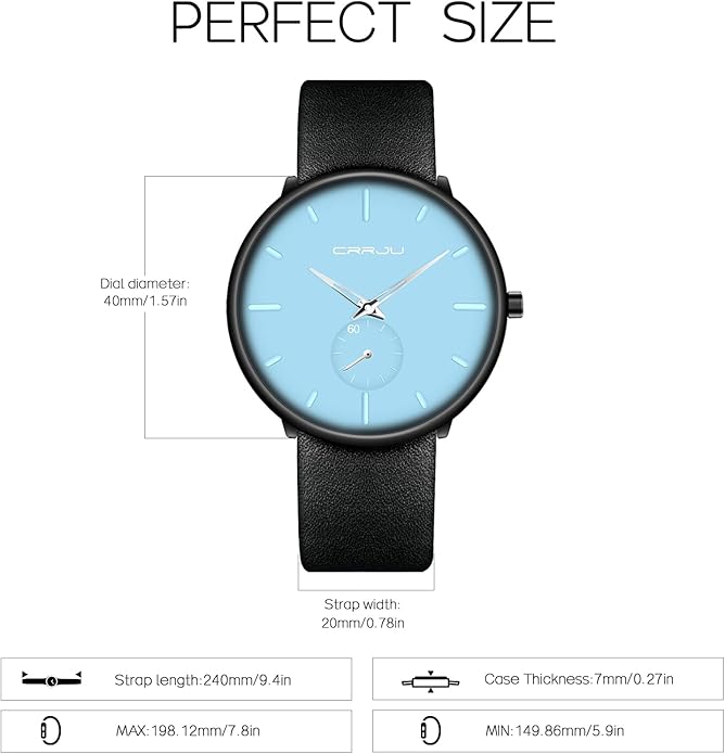 Mens Watches Ultra-Thin Minimalist Waterproof-Fashion Wrist Watch for Men Unisex Dress with Leather Band