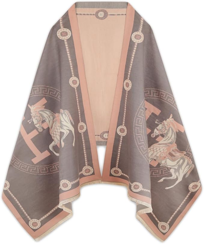 EXTREE Scarfs for Women Pashmina Silky Shawl Wrap for Evening Dressing Blanket Open Front Poncho Cape