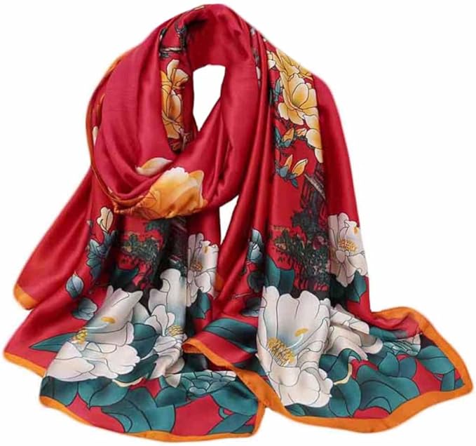 Pokeedioty Scarfs for Women Lightweight Head Scarf Fashion Scarves Elegant Floral Pattern Sunscreen Shawls and Wraps