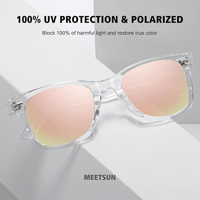 MEETSUN Retro Polarized Sunglasses for Women Men Classic Mirror Lens Driving Trendy Sun Glasses UV Protection (3 Pack)