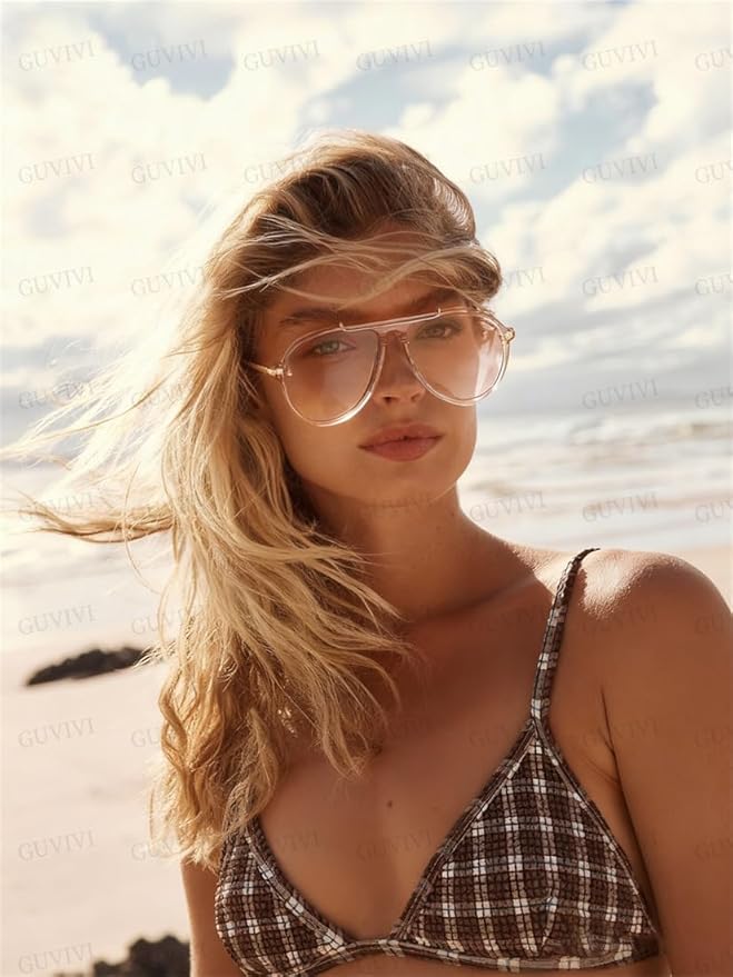 Oversized Aviator Sunglasses for Women Men 2026 70s Retro Gold Metal Sun Glasses Tangle Free Square Aviators