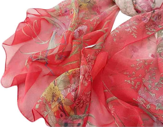 Pokeedioty Scarfs for Women Lightweight Scarves Elegant Floral Pattern Sheer Scarfs Shawls Wraps