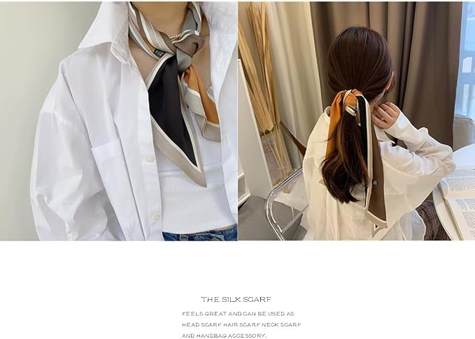 Livrerpi Silk Feeling Head Scarf Fashion Satin Hair Scarf Square Long Scarves for Women Gifts