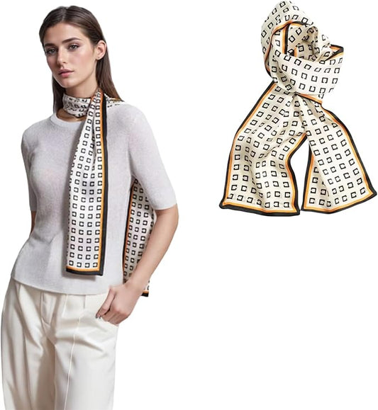 100% Mulberry Silk Ribbon Scarf for Hair Beach Head Wraps for Women Handbag accessories Necktie