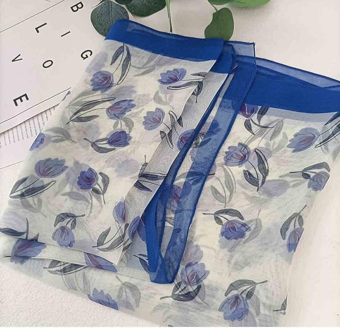 Pokeedioty Scarfs for Women Lightweight Scarves Elegant Floral Pattern Sheer Scarfs Shawls Wraps