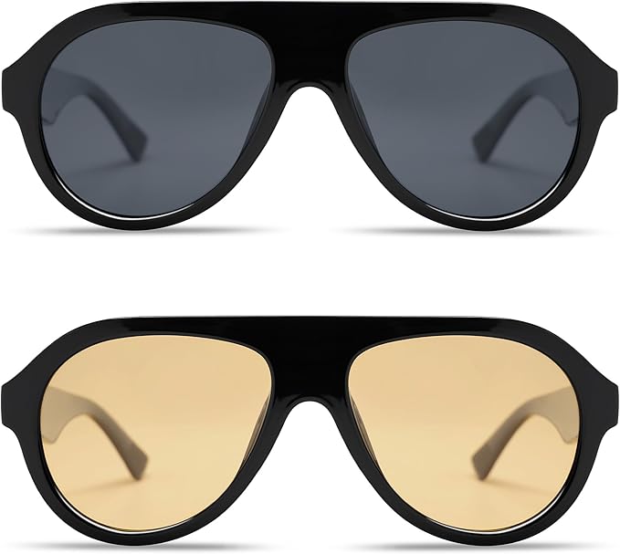 VANLINKER Retro Aviator Polarized Sunglasses for Men Women Trendy 70s Vintage Plastic Frame Sun Glasses VL9750