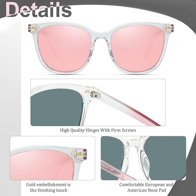 Myiaur Polarized Sunglasses for Women, Square Mirrored Trendy Shades with UV Protection Reduce Glare Sun Glasses
