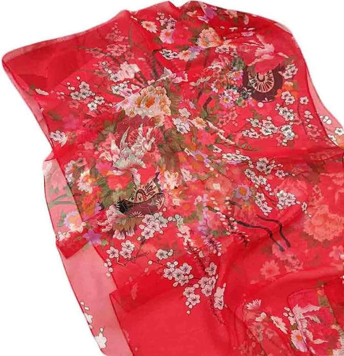 Pokeedioty Scarfs for Women Lightweight Fashion Scarves Elegant Floral Pattern Sheer Scarfs