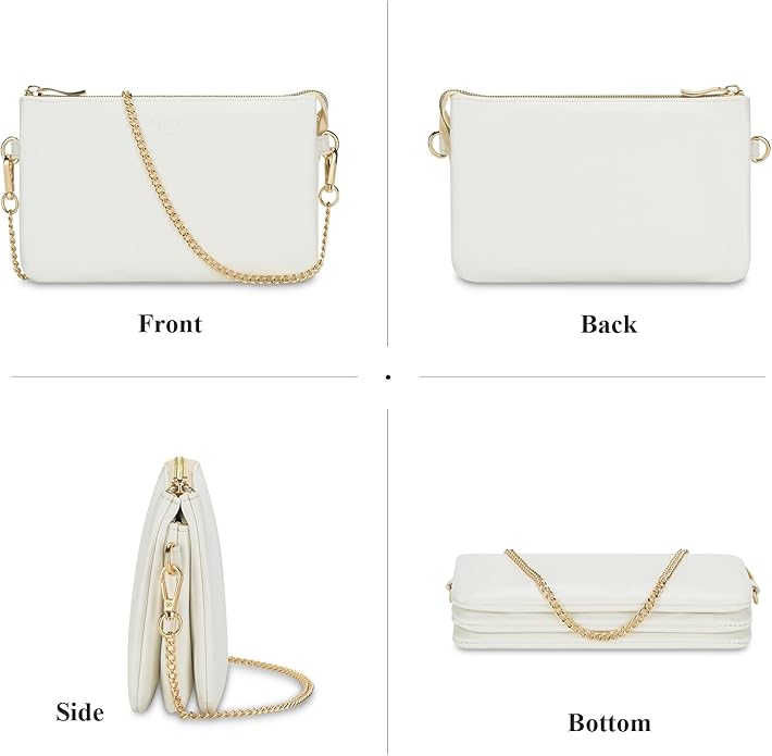 Wristlet Purses for Women, Vegan Leather Crossbody Evening Zip Clutch Bag with Strap | Vegan Leather, Evening, Zip, with Strap