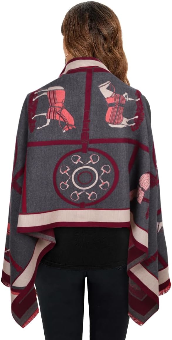 EXTREE Scarfs for Women Pashmina Silky Shawl Wrap for Evening Dressing Blanket Open Front Poncho Cape