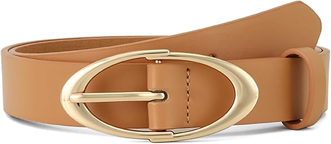 Earnda Women Faux Leather Belt for Jeans Pants Fashion Ladies Waist Belts with Gold Silver Oval Buckle
