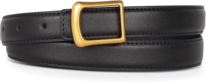 Women's Fashion Classic Metal Buckle Leather Belt with Jeans Dress