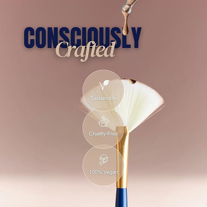 BERRY Blue Premium Makeup Brush Set – 12-Piece Professional Ultra-Soft Synthetic Brushes for Face & Eyes | Foundation, Powder, Blush, Concealer, Eyeshadow – Vegan, Cruelty-Free, Numbered, Travel Case