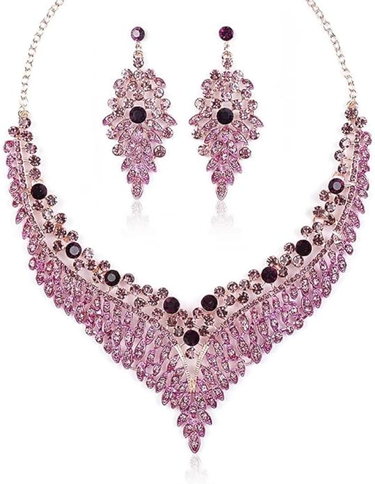 Wedding Bridal Jewelry Set Crystal Rhinestone Statement Necklace Vintage Collar Necklace Dangle Earrings Set for Women