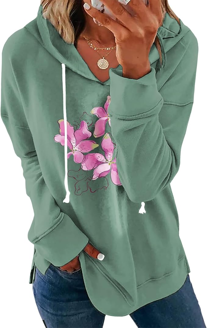Women's Brick Red Hoodie Pullover Sweatshirt Cotton Blend Loose Fit Long Sleeve Fall Winter Top