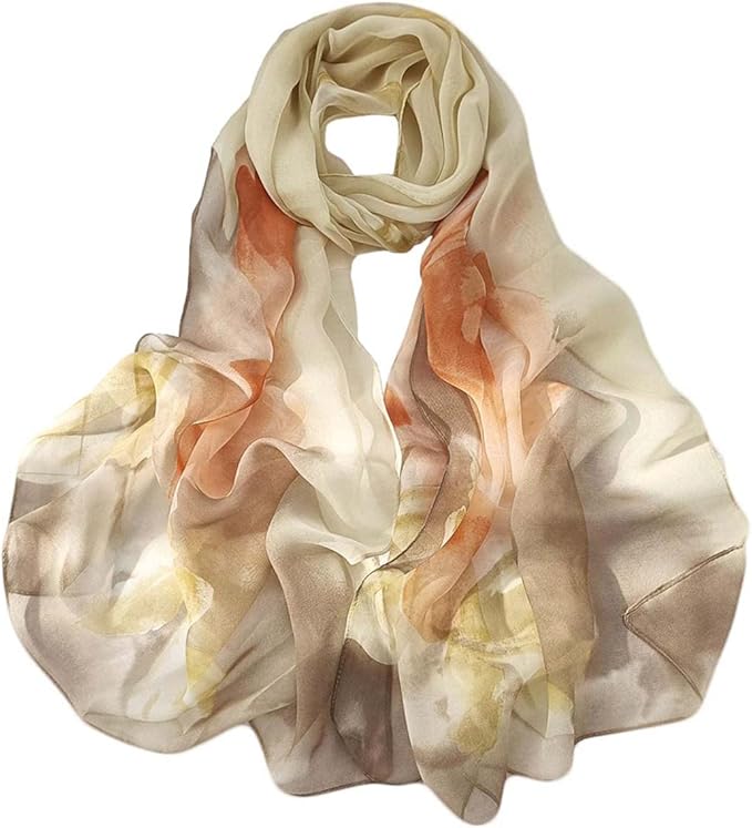 Pokeedioty Scarfs for Women Lightweight Fashion Scarves Elegant Floral Pattern Sheer Scarfs