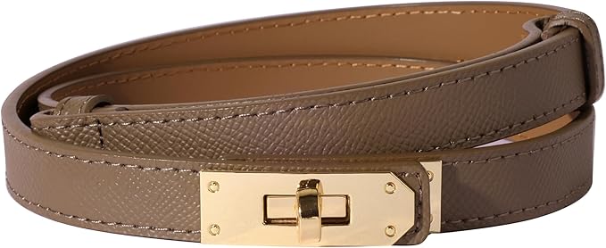 Women Skinny Leather Belt Solid Color Alloy Turn Lock Adjustable Waistband for Dresses Jeans Coats