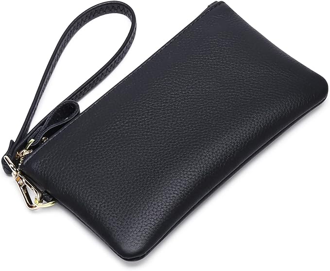 GOIACII Women's Wristlet Clutch Slim Leather Wallet RFID Blocking Handbag
