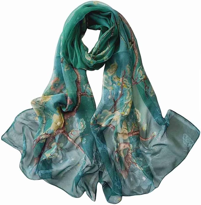 Pokeedioty Scarfs for Women Lightweight Scarves Elegant Floral Pattern Sheer Scarfs Shawls Wraps