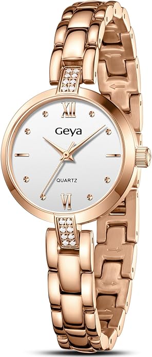 GeYa Silver Watch for Women Elegant Dressy Watch, Dainty Diamond Dial Stainless Steel Bracelet, Japanese Quartz Movement, 5ATM Water Resistant, Ideal for Petite Wrist, Gift Ready